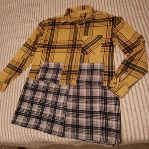 Upcycled flannel plaid coat duster one of a kind girl L or womans XS han…